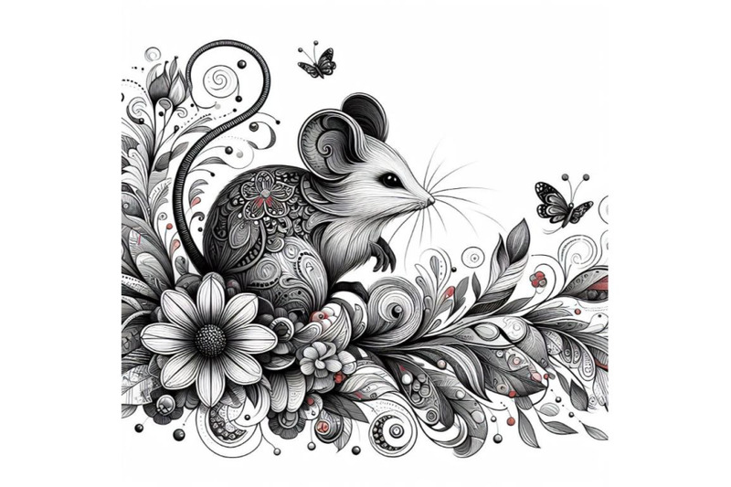 decorative-mouse-abstract-floral-white-background-set