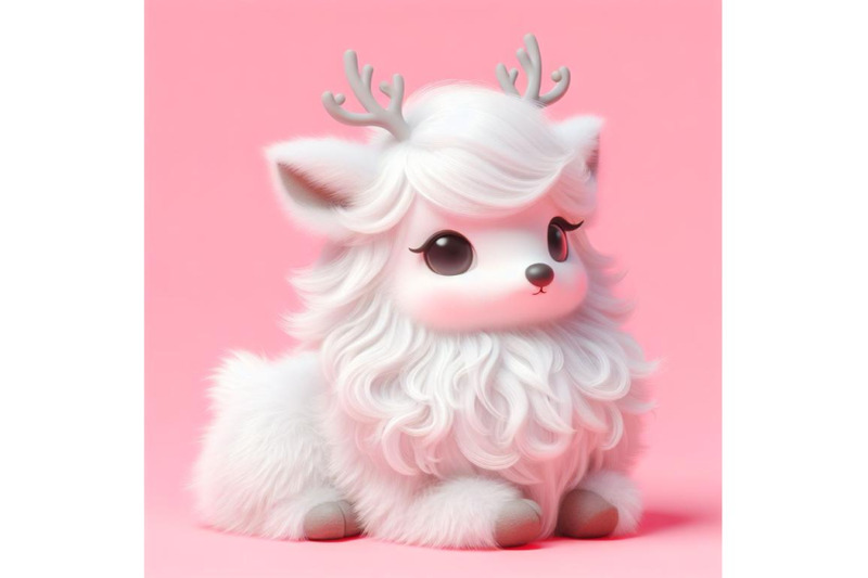 cute-fluffy-white-deer-set