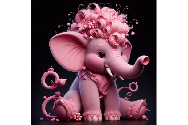 cute-fluffy-pink-elephant-black-set