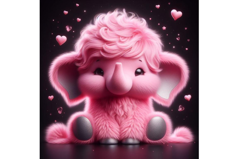 cute-fluffy-pink-elephant-black-set