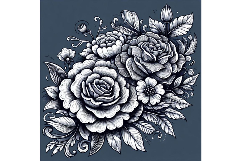 doodle-art-beautiful-rose-flower-set