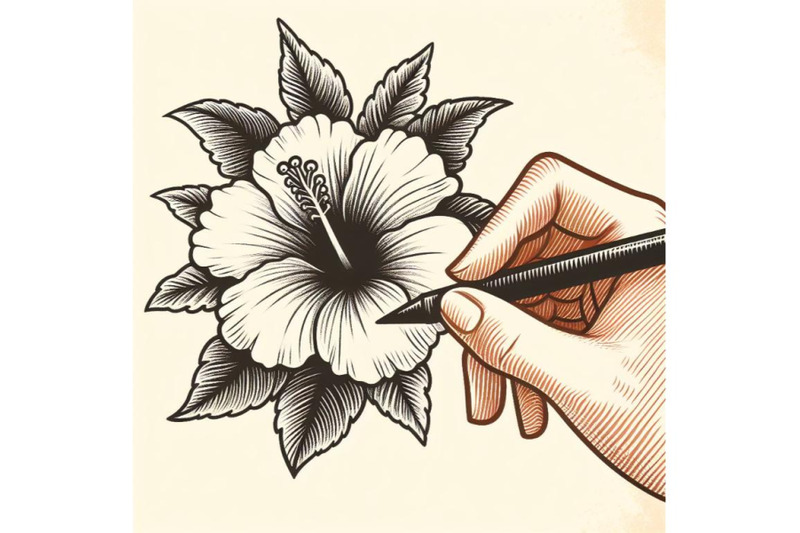 hand-drawing-hibiscus-flower-o-set