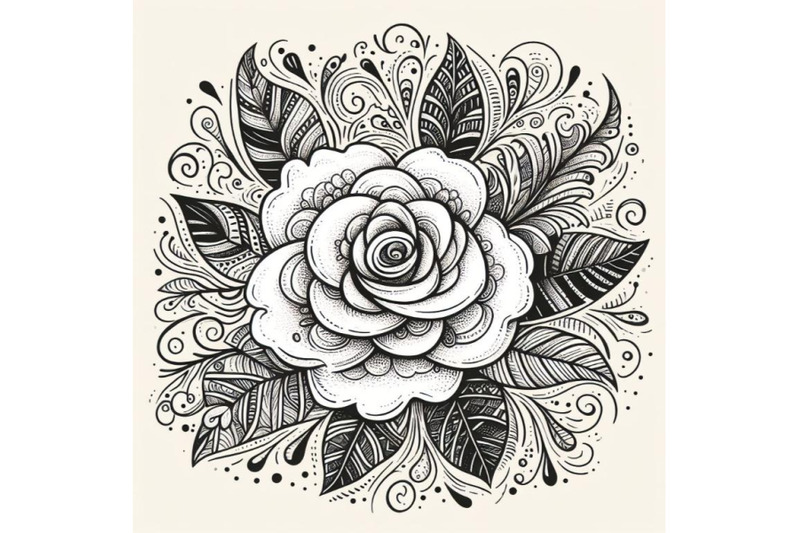 artistic-doodle-white-rose-hand-set