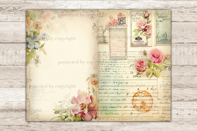 vintage-letter-junk-journal-pages-flower-collage-sheet