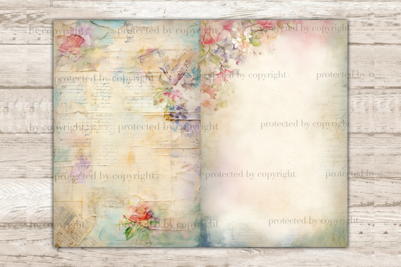 vintage-letter-junk-journal-pages-flower-collage-sheet