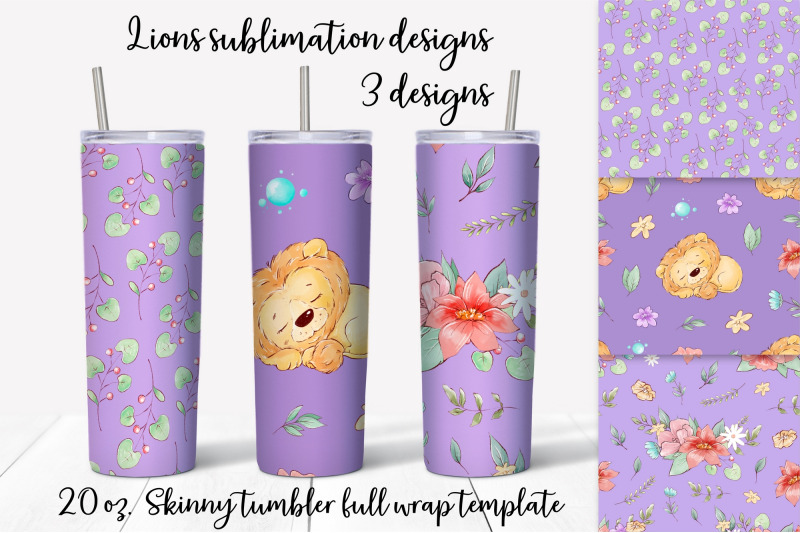 lion-sublimation-design-skinny-tumbler-wrap-design