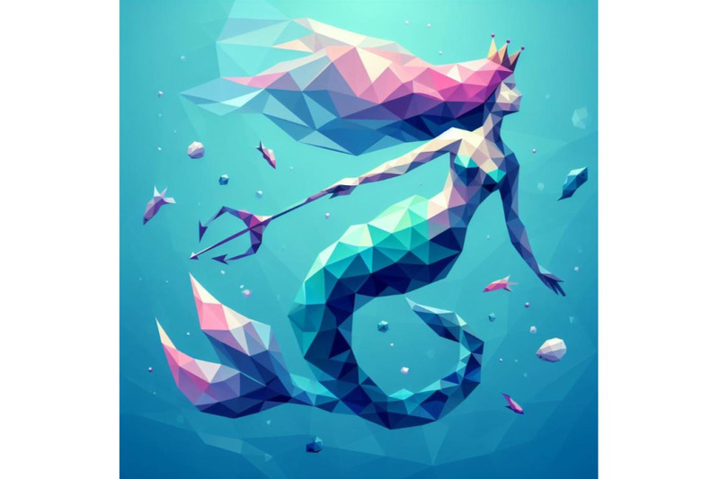 low-poly-mermaid-triangle-myth-creature