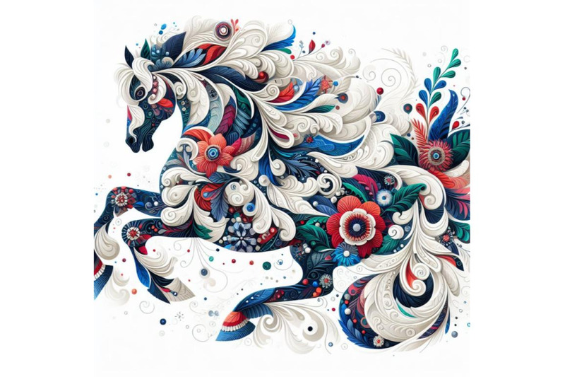 decorative-horse-abstract-floral