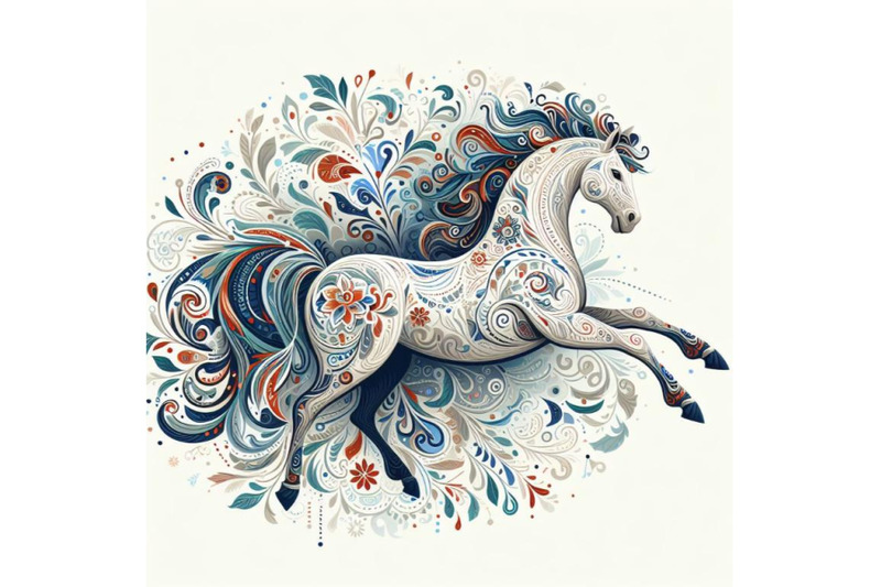 decorative-horse-abstract-floral