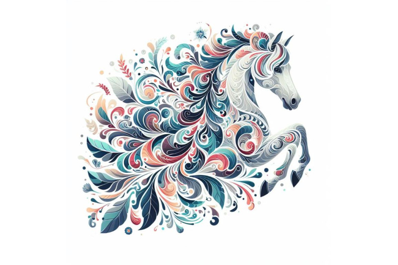 decorative-horse-abstract-floral