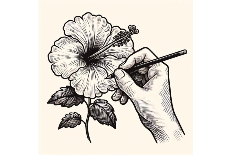 hand-drawing-hibiscus-flower-outline-stroke