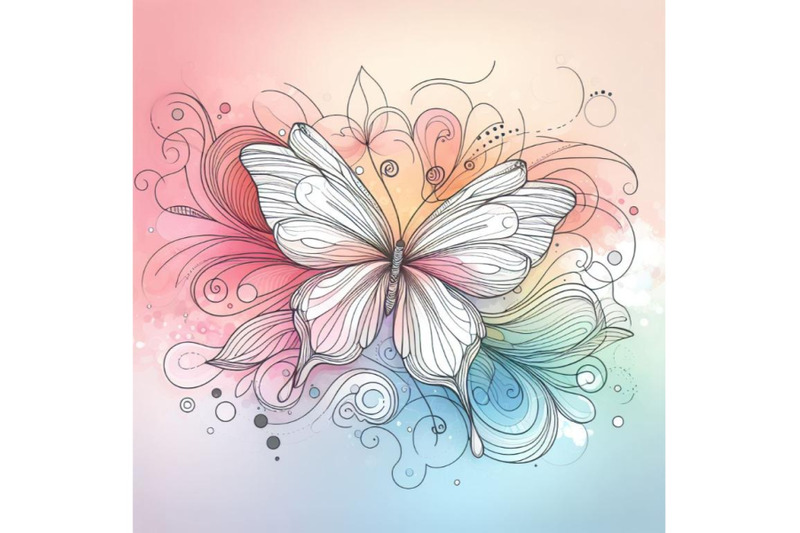 a-butterfly-line-art-and-pastel-abstract-background