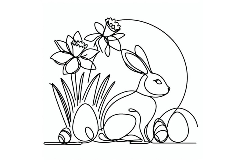 abstract-bunny-eggs-blooming-narcissus-flower