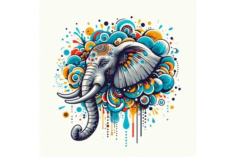 abstract-splash-art-poster-of-elephant-head