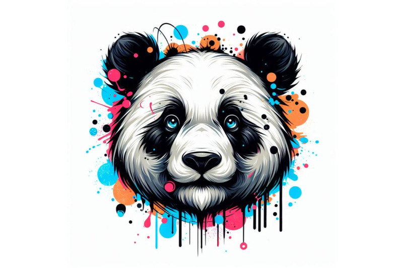 abstract-splash-art-poster-of-panda-head