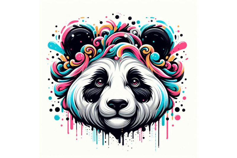 abstract-splash-art-poster-of-panda-head