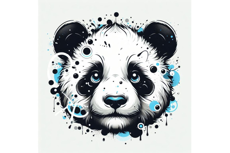 abstract-splash-art-poster-of-panda-head