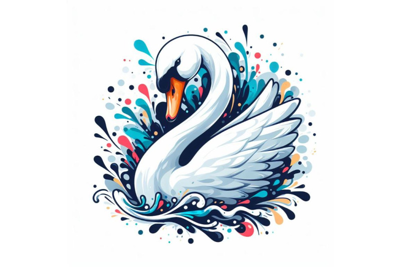 abstract-splash-art-poster-of-swan-on-white-background