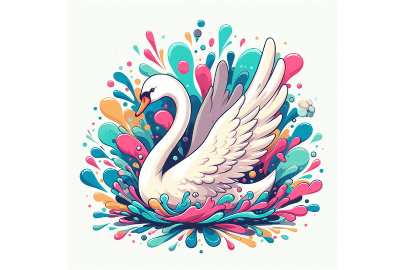 abstract-splash-art-poster-of-swan-on-white-background