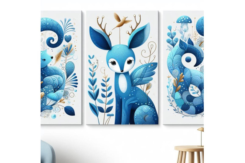blue-fairy-abstract-animal-wall-art-on-white-background