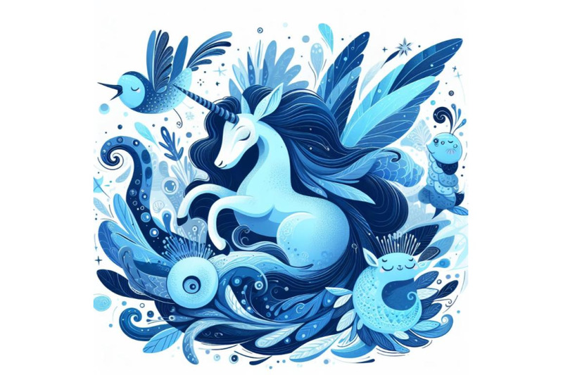 blue-fairy-abstract-animal-wall-art-on-white-background