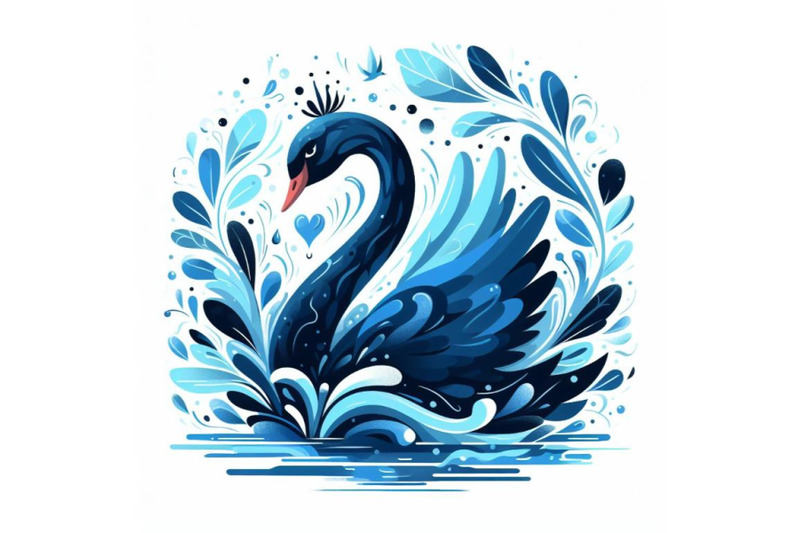 blue-swan-abstract-animal-wall-art-on-white-background