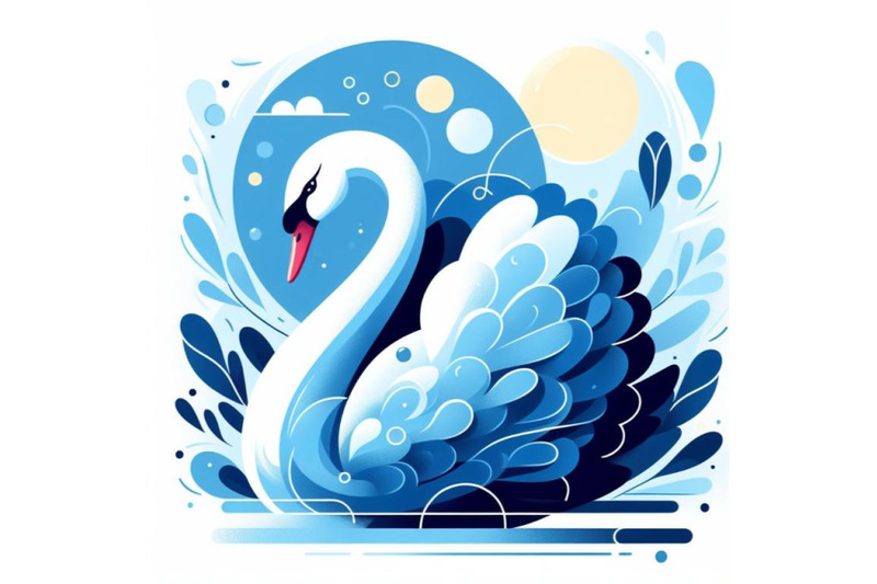 blue-swan-abstract-animal-wall-art-on-white-background