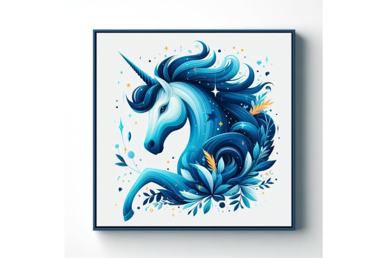 blue-unicorn-abstract-animal-wall-art-on-white-background