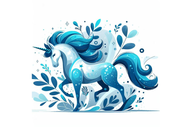 blue-unicorn-abstract-animal-wall-art-on-white-background