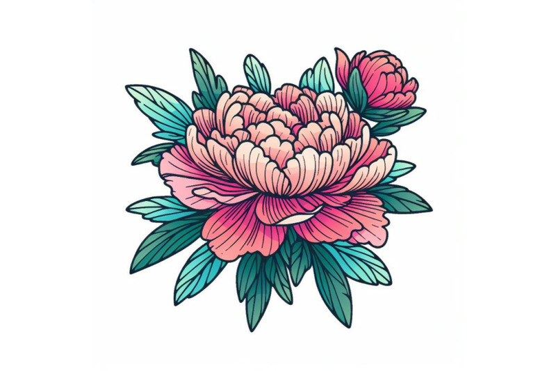 colorful-peony-line-art-style