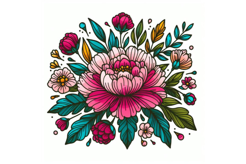 colorful-peony-line-art-style