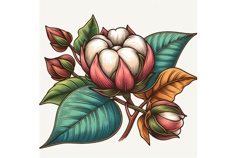 contour-engraving-bud-colorful-line-art-decoration-of-cotton-flower-w