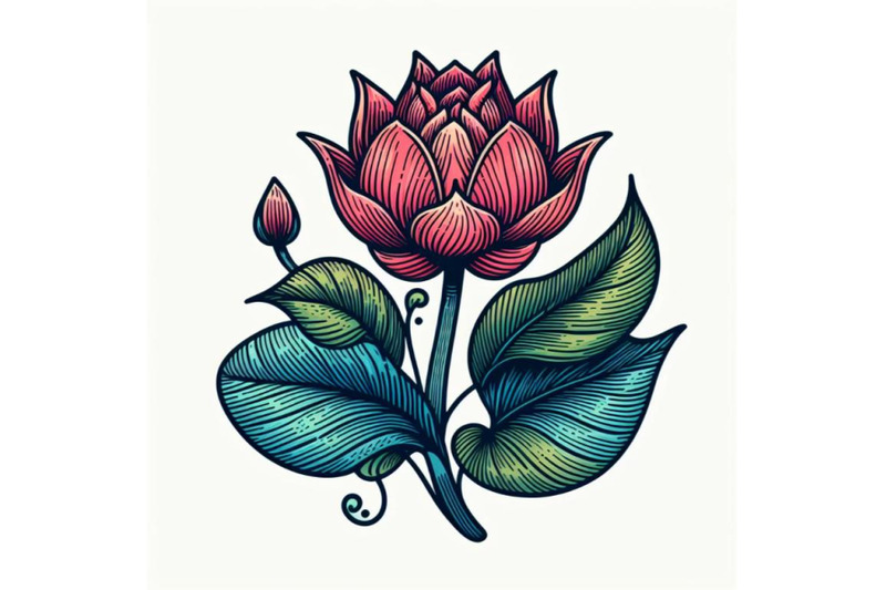 contour-engraving-bud-colorful-line-art-decoration-of-lotus-flower-wi