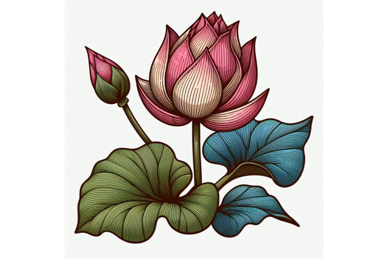 contour-engraving-bud-colorful-line-art-decoration-of-lotus-flower-wi