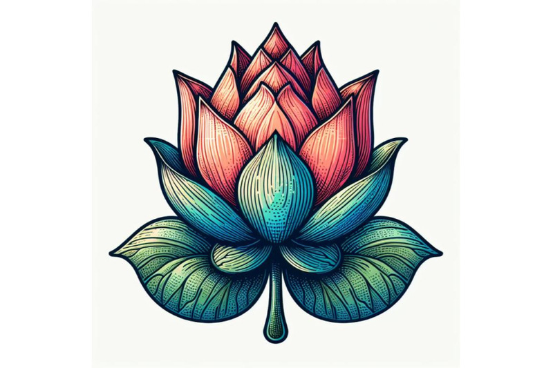 contour-engraving-bud-colorful-line-art-decoration-of-lotus-flower-wi