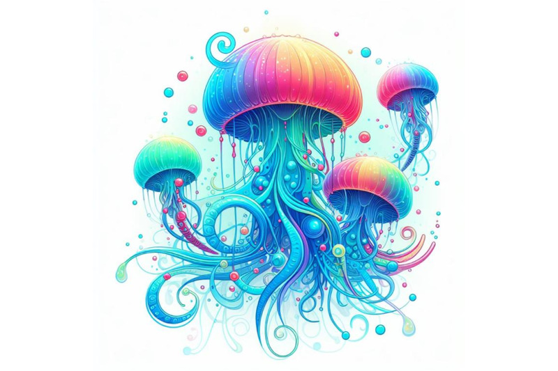 fantasy-jellyfish-against-blue-sky-simple-abstract-neon