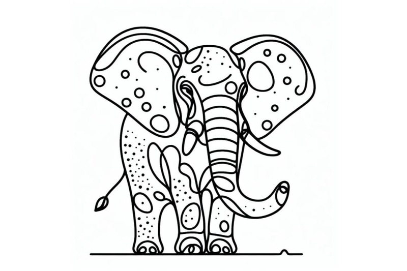 hand-drawn-elephant-icon-one-line-art-stylized-continuous-outline-with