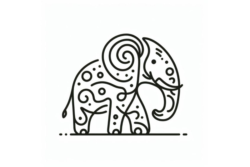 hand-drawn-elephant-icon-one-line-art-stylized-continuous-outline-with