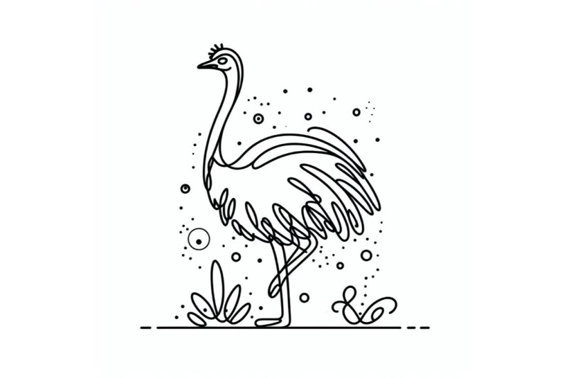 hand-drawn-ostrich-icon-one-line-art-stylized-continuous-outline