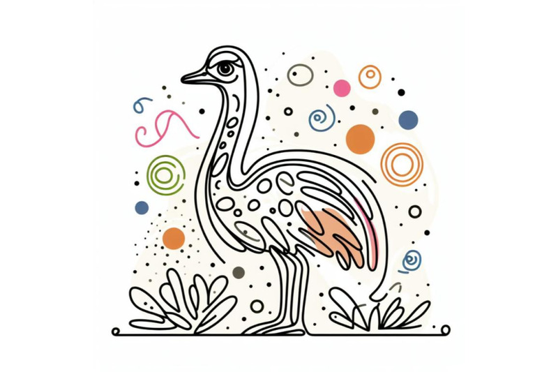 hand-drawn-ostrich-icon-one-line-art-stylized-continuous-outline