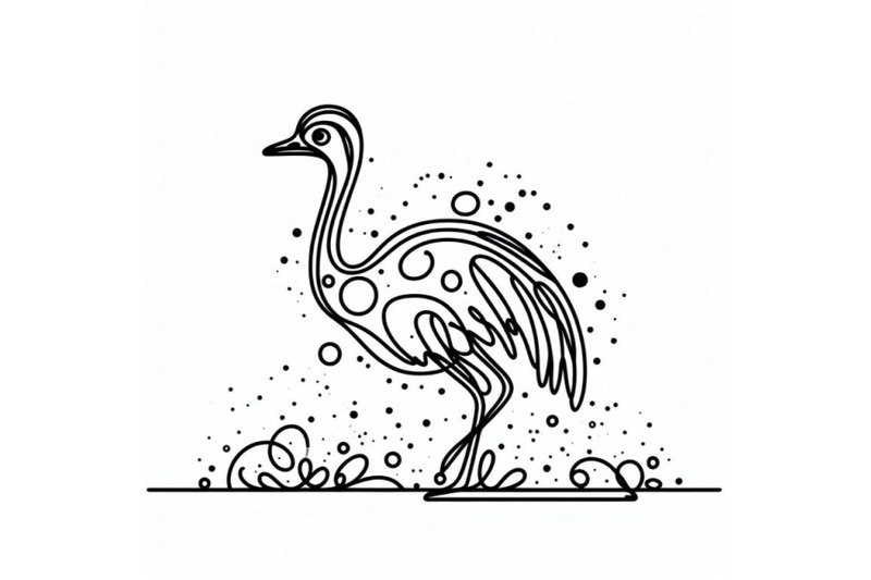 hand-drawn-ostrich-icon-one-line-art-stylized-continuous-outline