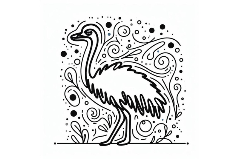 hand-drawn-ostrich-icon-one-line-art-stylized-continuous-outline