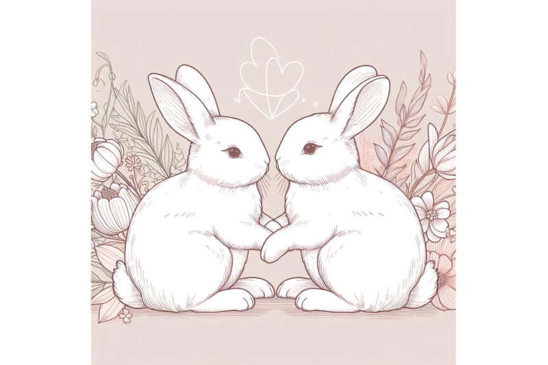 sets-of-8-line-art-beautiful-bunny-couple