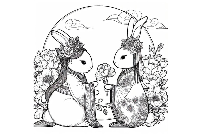 sets-of-8-line-art-beautiful-bunny-couple-set