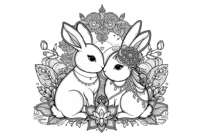 sets-of-8-line-art-beautiful-bunny-couple-set