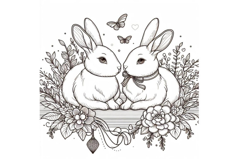 sets-of-8-line-art-beautiful-bunny-couple-set