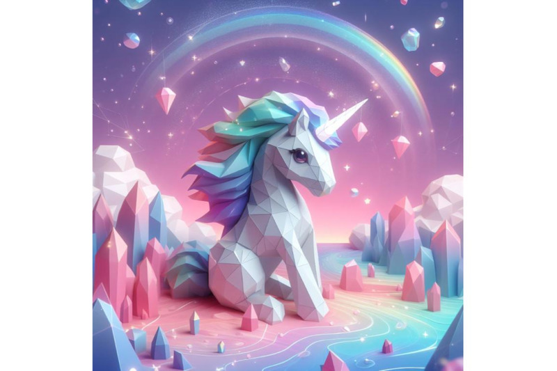 sets-of-8-low-poly-unicorn-creature