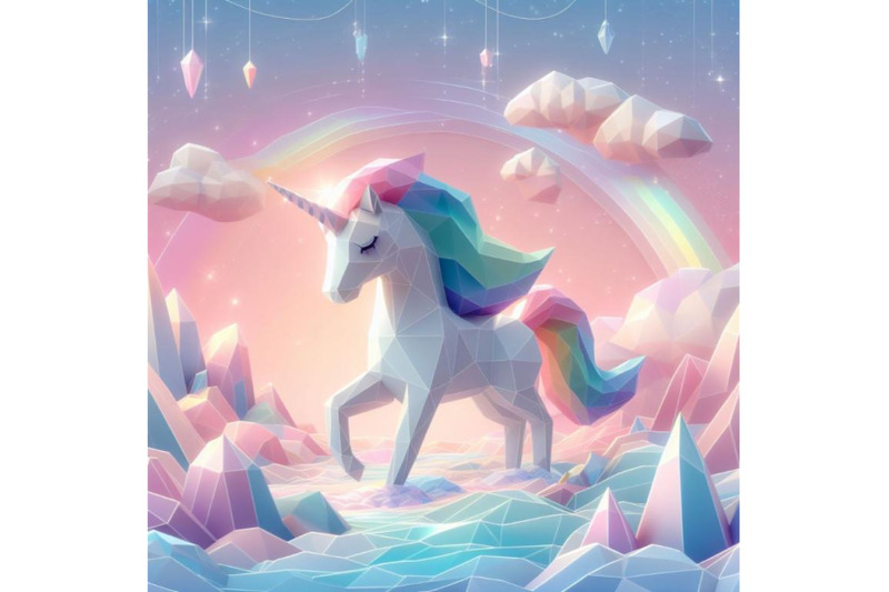 sets-of-8-low-poly-unicorn-creature