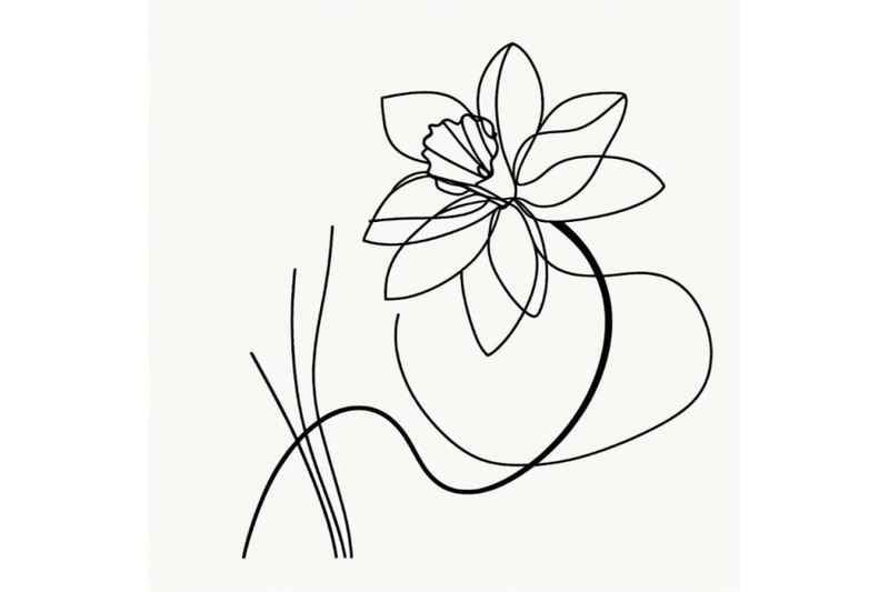 sets-of-8-abstract-line-art-of-daffodil-flower