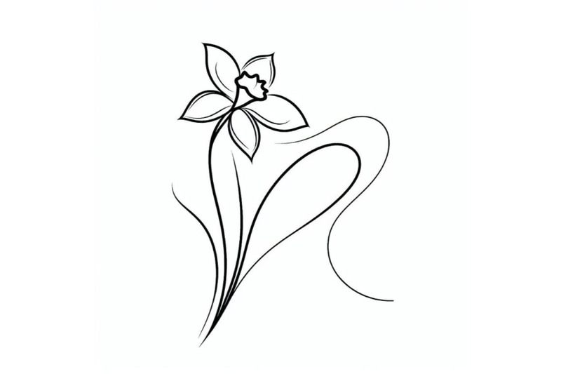 sets-of-8-abstract-line-art-of-daffodil-flower